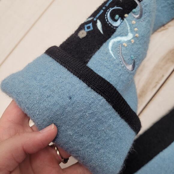 Vintage Carson wool coat zip up embroidered winter art Icelandic - Picture 7 of 10